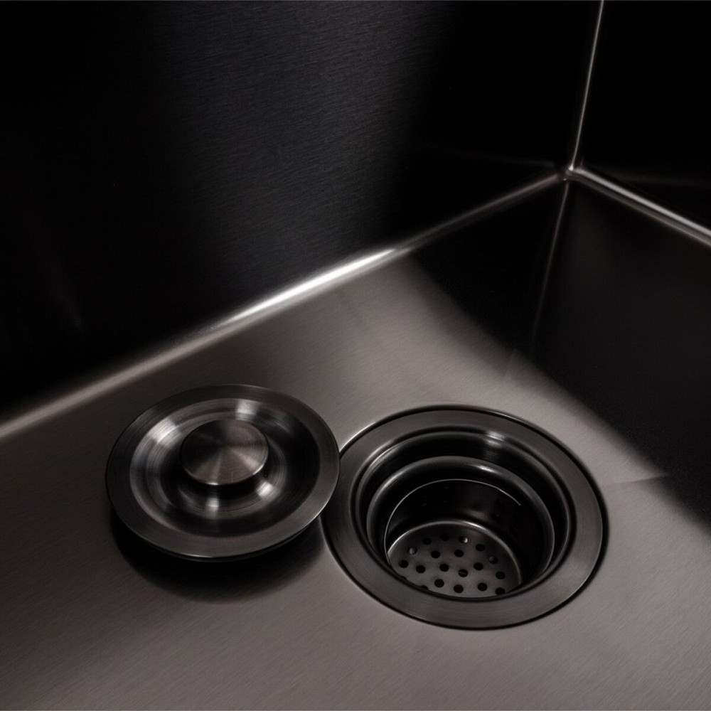 Кухонна мийка 58*43 PVD чорна Valeso Handmade (сифон круглий, 3,0/0,8) Коломыя - изображение 7