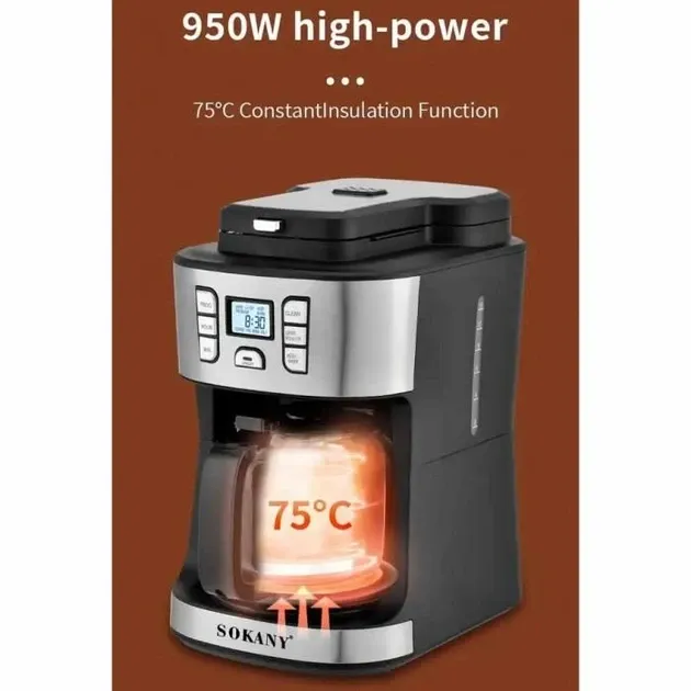 Автоматична кавомашина Sokany SK-506E 20 бар з пінником для молока, бак 1.8 л, потужність 950 Вт Одеса - фото 5
