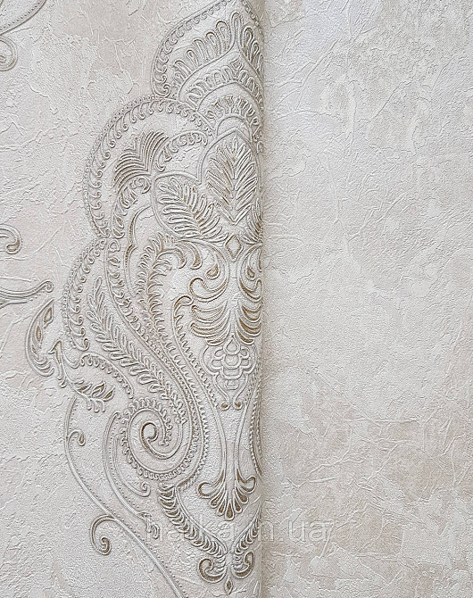 Шпалери вініл на флізеліні гарячого тиснення DU&KA King1.06х10 під штукатурку глянсові текстурні світло-беж Київ - фото 2