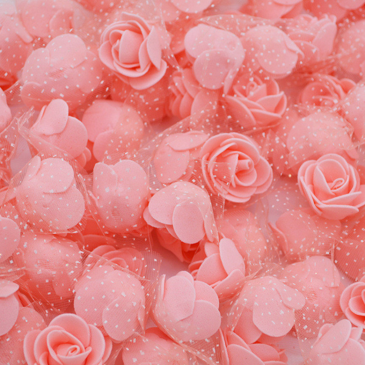 Головки цветов для рукоделия с фатином 50 штук 3 см персиковый Киев - изображение 1