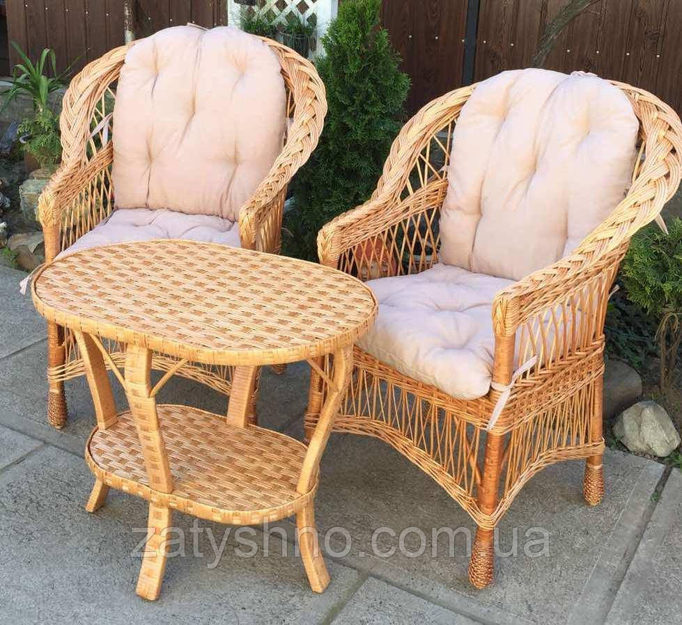 Меблі плетені з журнальним столом | меблі з лози з накидками меблі з лози плетені Київ - фото 6