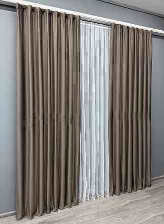 Комплект готових штор VR-Textil Оксамит (бархат) № 1655ш Какао 150х290 см 2 шт (33-0491) Київ