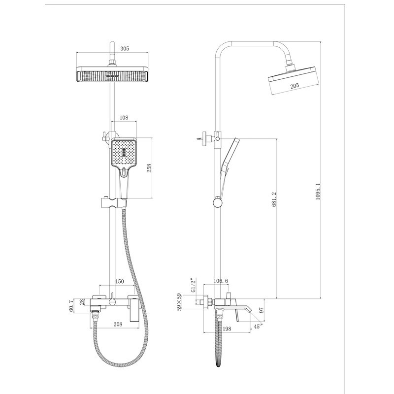 Душевая колонна со смесителем HAIBA GAUDI 009-J BRUSHED GOLD (HB9584) Киев - изображение 10