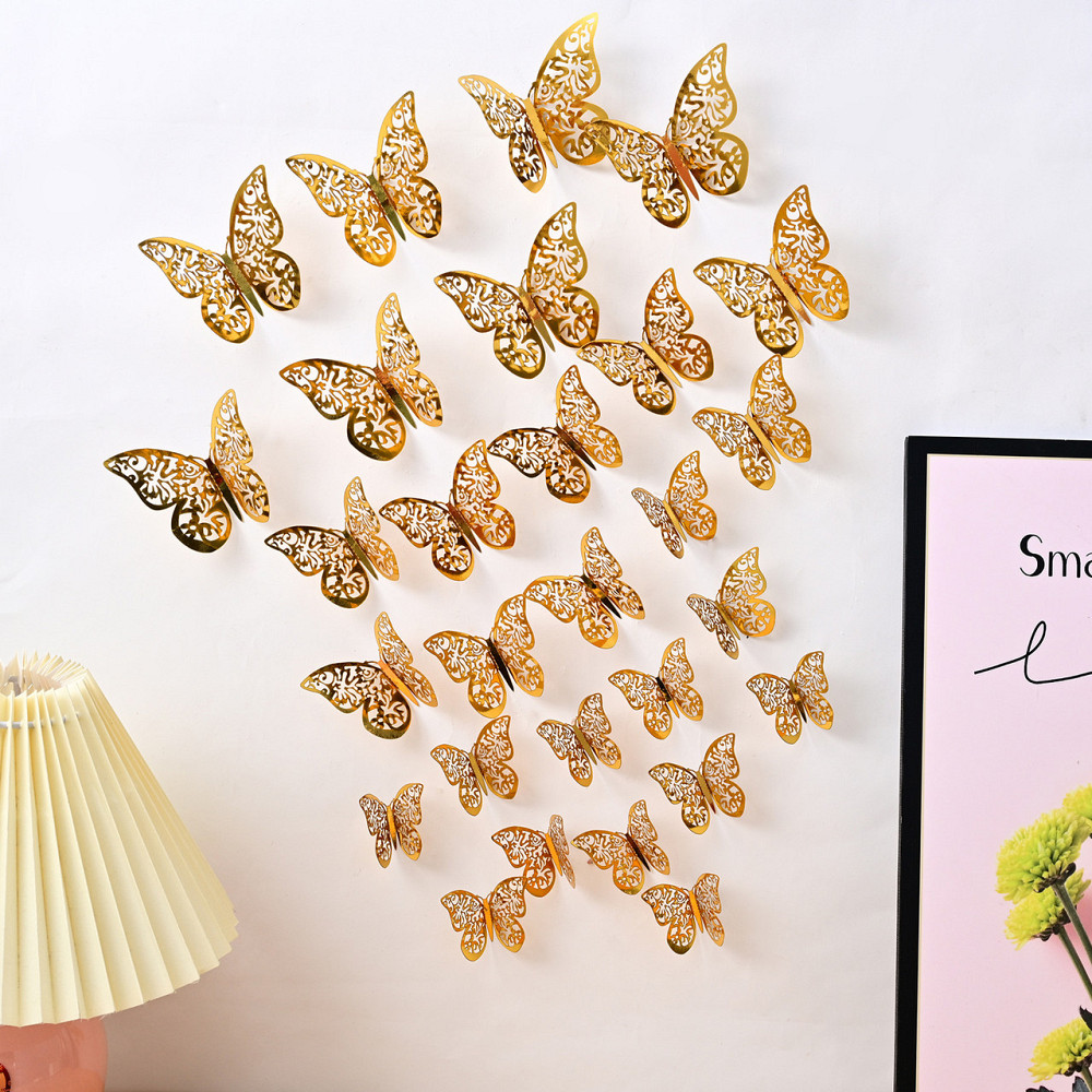 Бабочки интерьерные на стену 12 штук золотистый Киев - изображение 1
