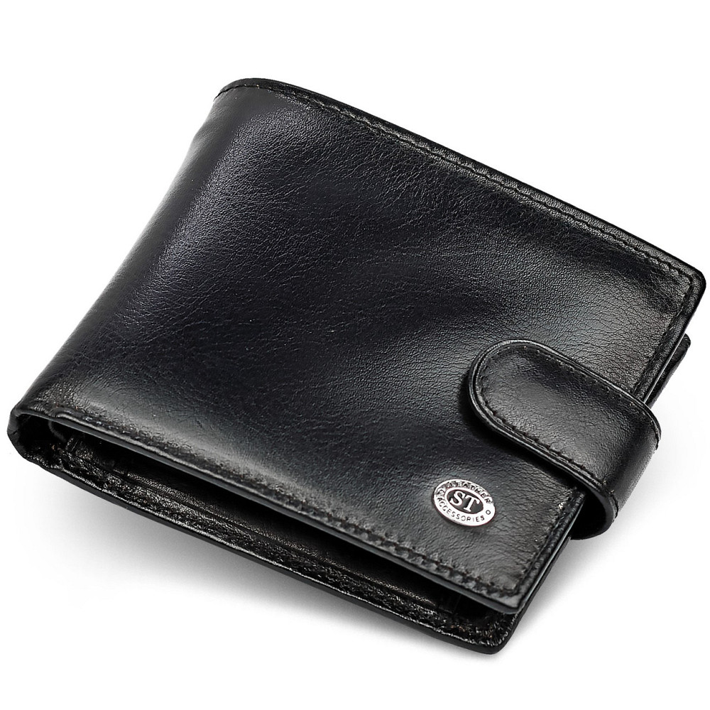 Мужское портмоне ST Leather из натуральной кожи Черный Киев - изображение 1