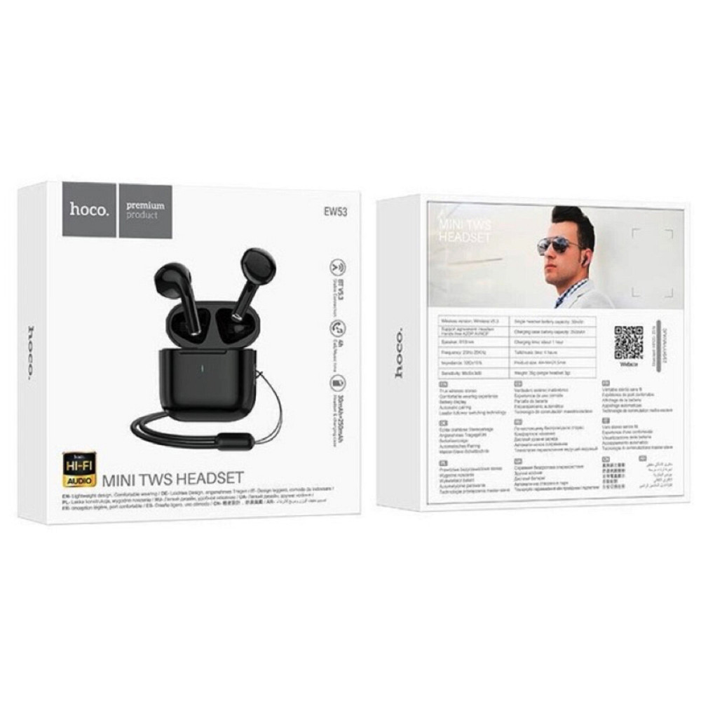 Навушники HOCO EW53 Lucky true wireless BT headset Black Київ - фото 5