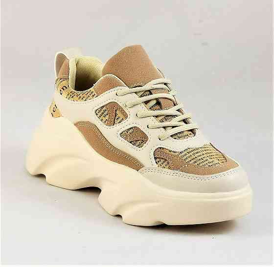 .Кроссовки Женские Бежевые На Высокой Подошве Танкетке Платформе (размеры: 36) - 37-2 Днепр