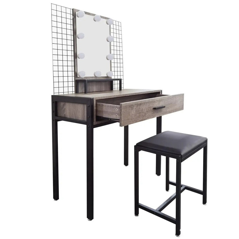 Туалетный столик с зеркалом и подсветкой + табурет AVKO ADT21 Walnut стол косметический Киев - изображение 2