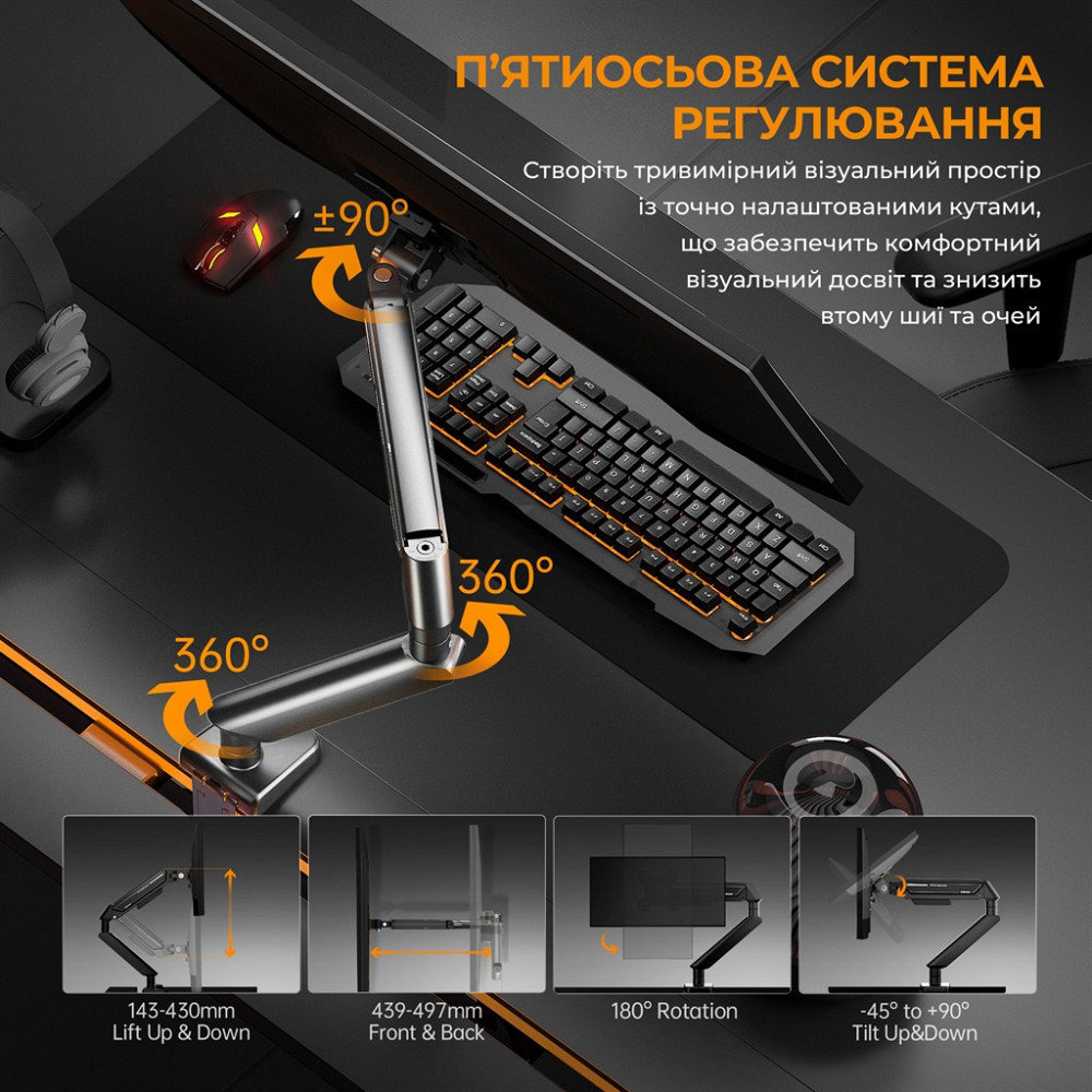 Кронштейн Anda Seat Stealth II 17"-32" Blue (AD-W-A6D-1S-BS) (VESA100х100) ( 28055 ) Харків - фото 17