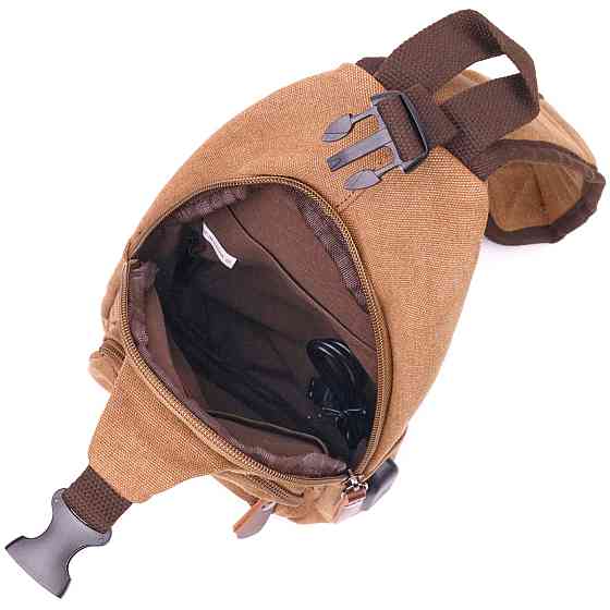 Практичная мужская сумка через плечо с USB кабелем текстильная 21222 Vintage Коричневая Киев