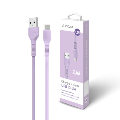 Дата кабель USB 2.0 AM to Lightning 1.2m AL-CBCOLOR-L1PP Purple ACCLAB (1283126518218) Вінниця - фото 6
