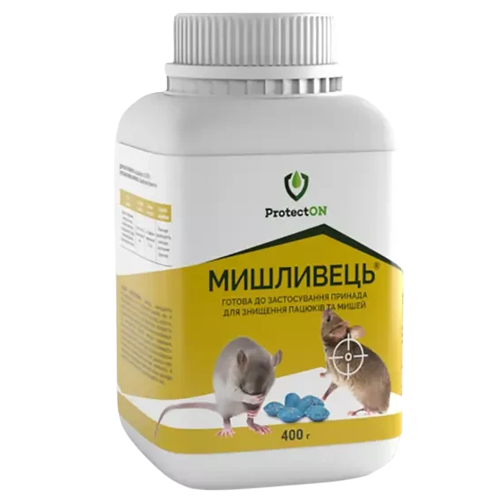 Принада для знищення гризунів 400гр парафінові брикети Мишливець Protecton Житомир - изображение 1