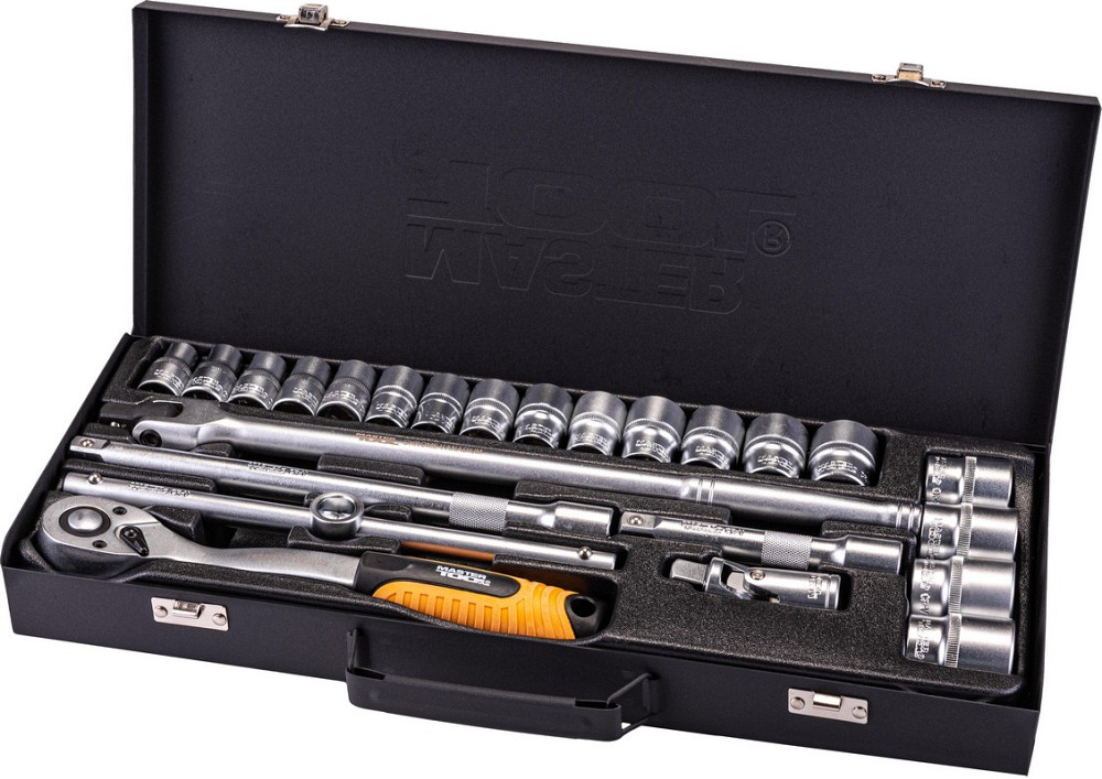 MASTERTOOL Набір інструментів MASTERTOOL PROFI ½" 24 шт 10-32 мм CrV50BV30 металевий кейс 78-41 Коломия - фото 1