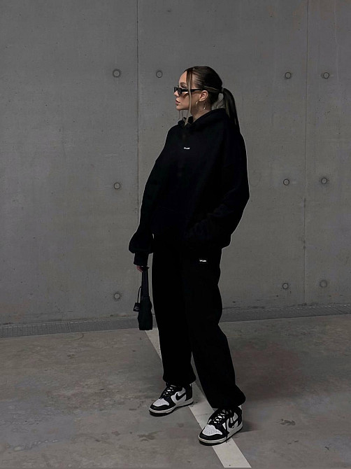 Женский теплый повседневный спортивный костюм. Черный, 46/48 Одесса - изображение 2