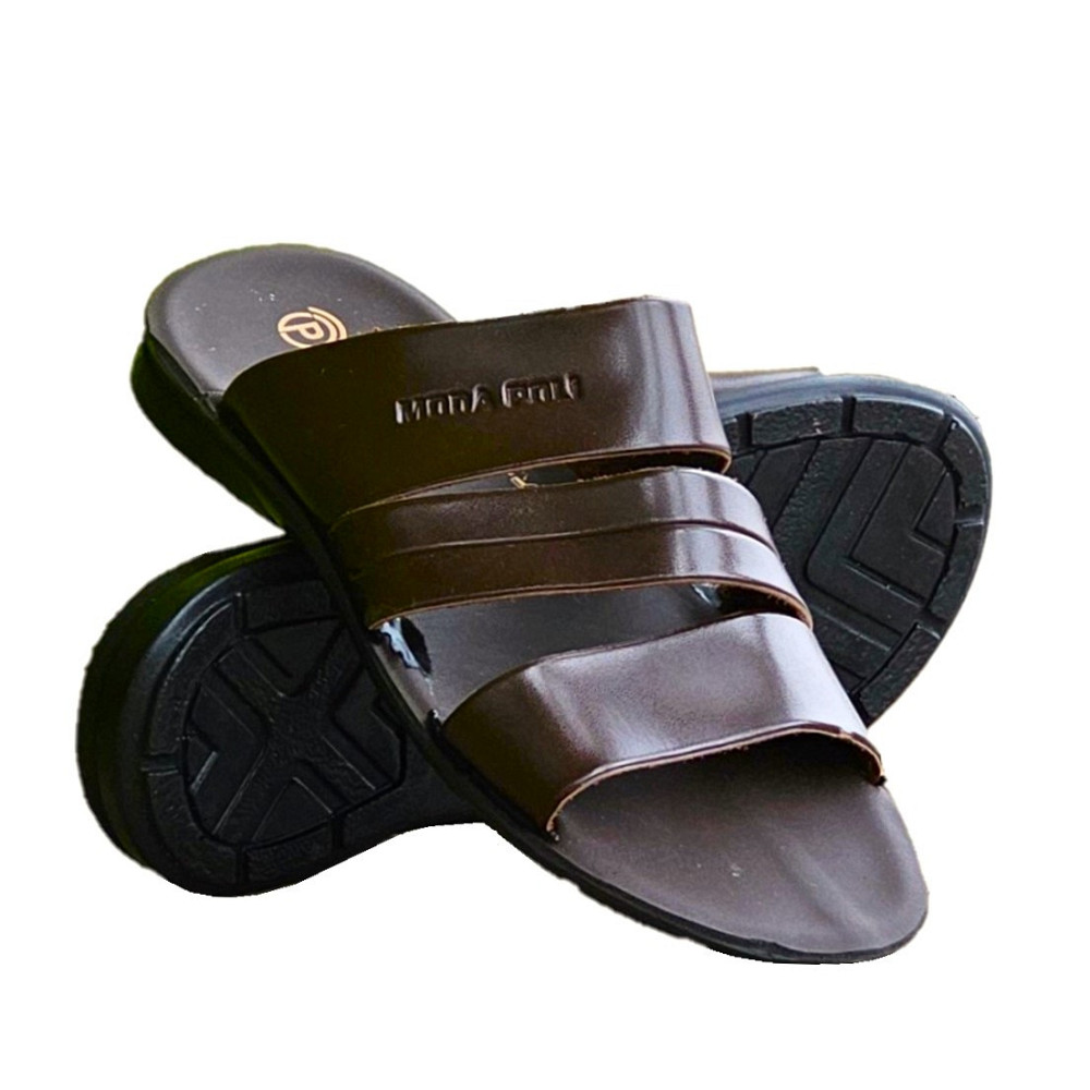 Мужские Шлёпанцы Тапочки Сланцы Коричневые Кожаные (размеры: 41,42,43,44,45) Днепр - изображение 1