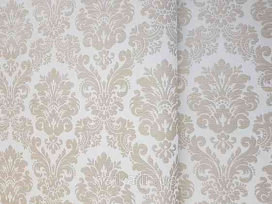 Шпалери вінілові на флізеліні Rasch Trianon Xlll 0.53х10 класика під текстиль вензель завитки золотом на білому Київ