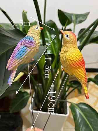 Пташки 11.5 х 3.5 см 2 шт прикраси з полістоуну для квіткових горщиків, терас, саду Одеса