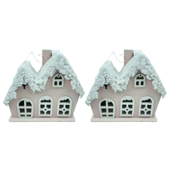 Декоративный новогодний домик из дерева 5×10×12 см Пудровый 28124400 SBR Киев