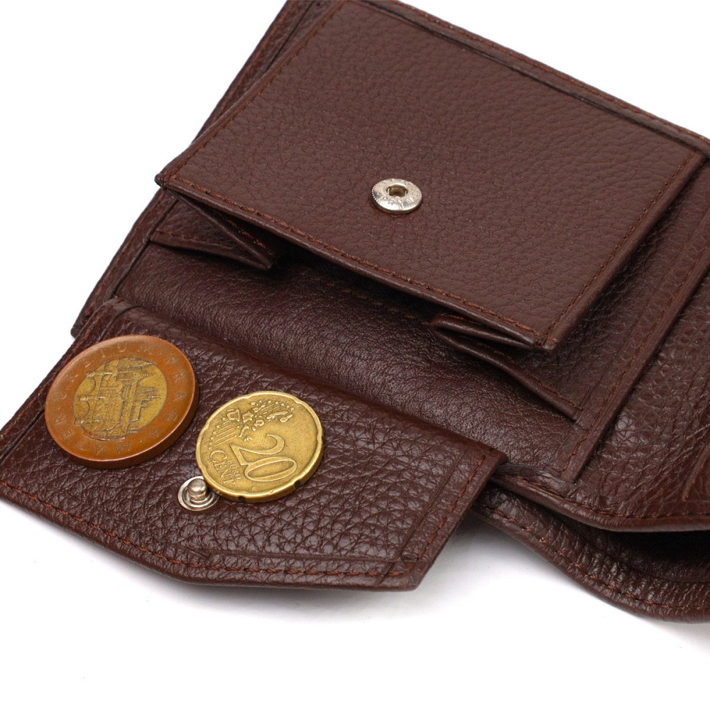 Чудовий чоловічий портмоне з натуральної зернистої шкіри CANPELLINI 21775 Коричневе Київ - фото 4