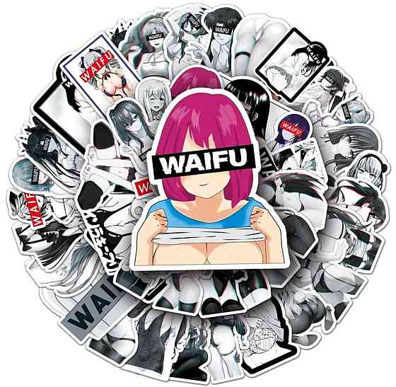 Наклейки Waifu Аниме Водонепроницаемые эстетические Аниме наклейки 18+ ((Аниме Хентай) Набор 50 штук Киев