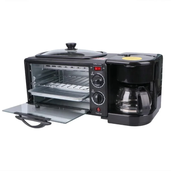 Многофункциональная кухонная машина 3в1 Domotec MS-5308B (мини-печь, гриль, кофеварка), черная Одесса
