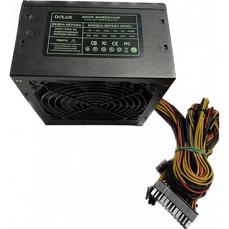 Блок живлення Delux DLP-35D Black 500 W 12Fan bulk Чорний Харьков - изображение 2