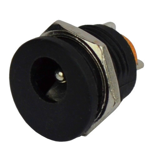 Гніздо живлення 5,5/2,5 мм кругле монтажне, пластик із метал. гайкою Полтава - фото 1