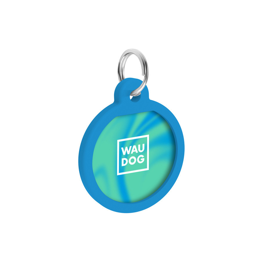 Адресник для собак і котів металевий WAUDOG Smart ID з QR паспортом, малюнок "Градієнт блакитний", коло, Д 25 мм Київ - фото 4