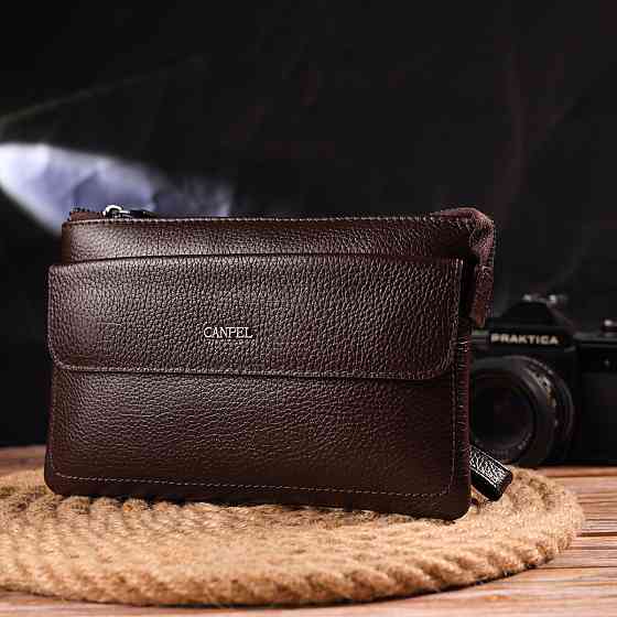 Стильный клатч для мужчин из натуральной кожи CANPELLINI 21548 Коричневый Киев