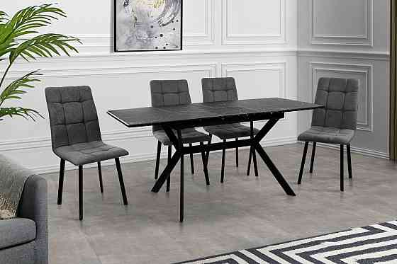 Стіл Хьюстон 130(+40)*77 чорний метал/мрамор чорн Киев