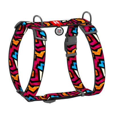 Шлей для собак WAUDOG Nylon анатомическая H-образная с QR-паспортом "Граффити" пластиковый фастекс XL (323-0021) Винница - изображение 1