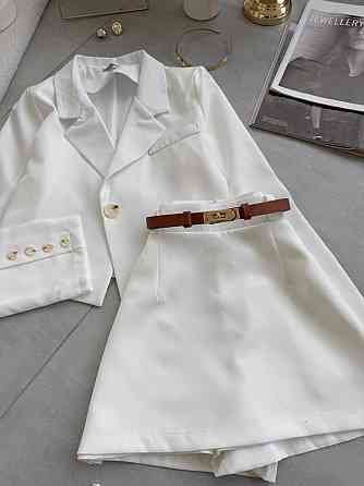 Женский базовый костюм двойка: пиджак + юбка+шорты костюмка Одесса