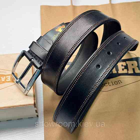 Элегантный мужской ремень из натуральной кожи LC с коричневой отделкой (7817-2) Киев