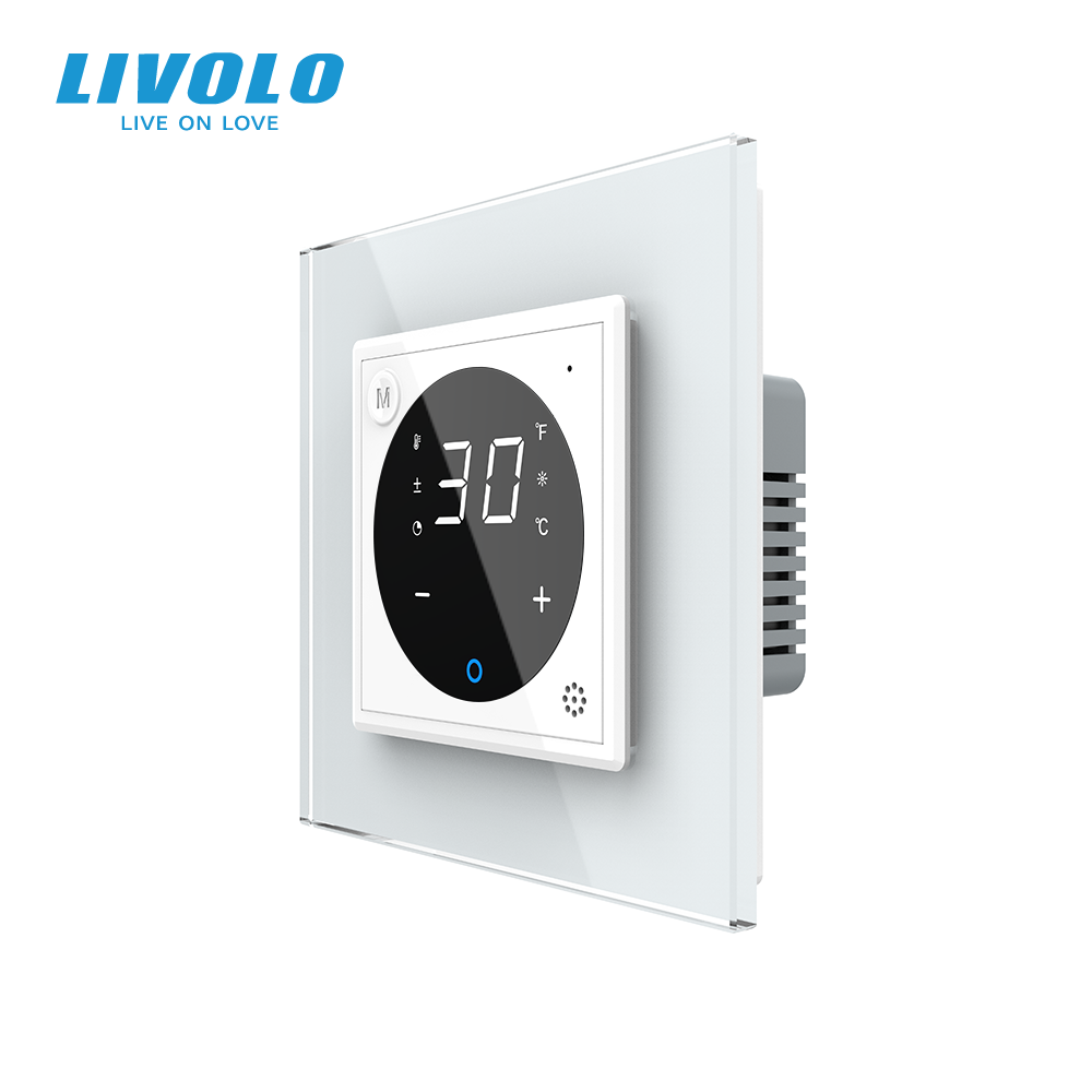 Терморегулятор (термостат) сенсорний програмований для теплої підлоги LIVOLO, білий скляний (VL-C7FCQ1-2WP) Коломия - фото 1
