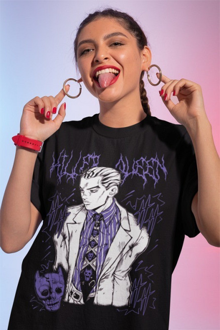 Футболка для хлопчика з аніме принтом Кіра Йосхікаге Джоджо С оверсайз (зріст від 165 до 180) Чорний AnimeJ0056m Дніпро - фото 1