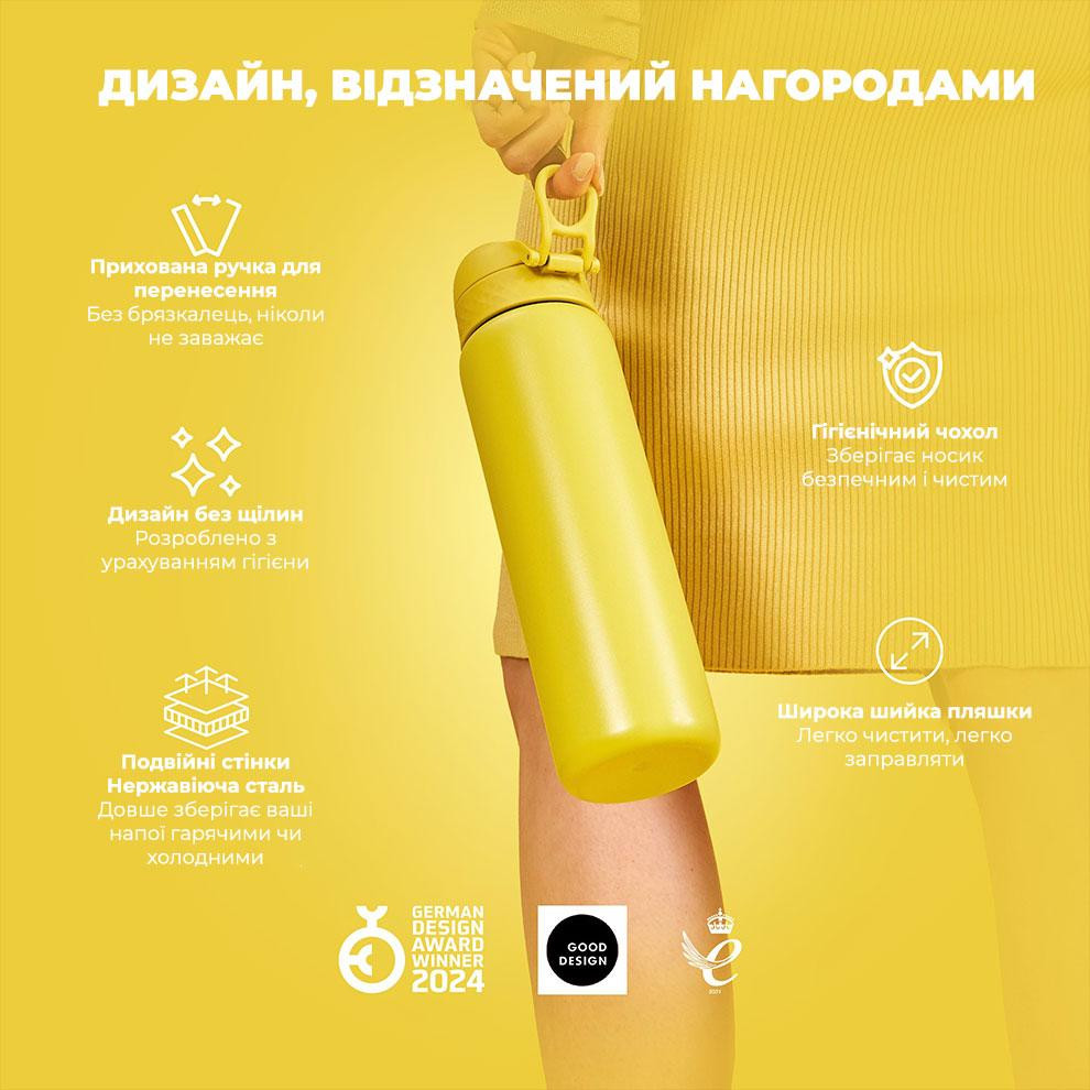 Пляшка для води металева вакуумна ION8 920 мл. Vacuum Insulated, Yellow Кам'янське - фото 4