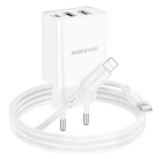 Зарядний пристрій BOROFONE BA70A з кабелем, 3 порти, білий Київ