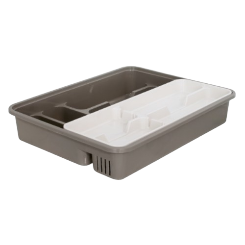 Лоток для столового приладдя зі вставкою пластик какао/біла троянда Алеана Житомир - фото 1