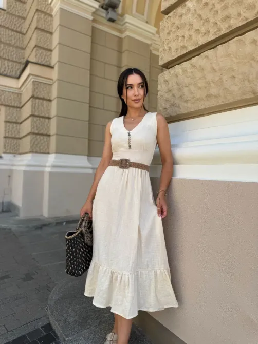 Сарафан з муслін-хлопку айворі XS-S, новий з біркою Одеса - фото 5