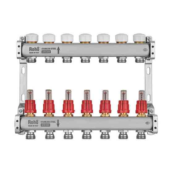 Колектор з витратоміром та термостатичними клапанами Roho R804-07M - 1"х 7 вих. (RO1032) Київ