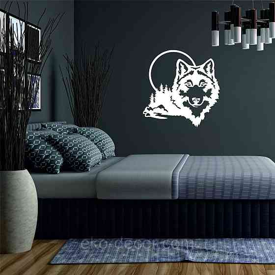 Декоративне настінне Панно «Вовк», Декор на стіну 90*90 см, Білий Київ