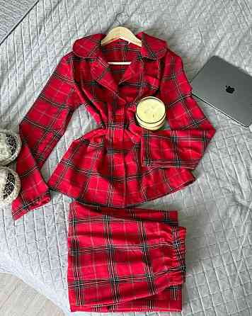 Женская уютная домашняя пижама в клетку байка 48/50 Одесса