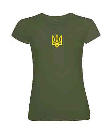 Футболка жіноча з Гербом України (хакі) XS-10XL Одеса