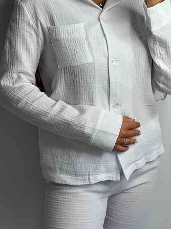 Женский комплект из натуральной ткани Без узоров и принтов, Белый, XS-S Харьков