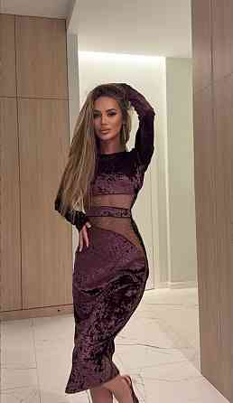 Женское праздничное, притягательное, миди платье из мягкого бархата с вставками сетки с камушками Сливовый, 42/44 Одесса