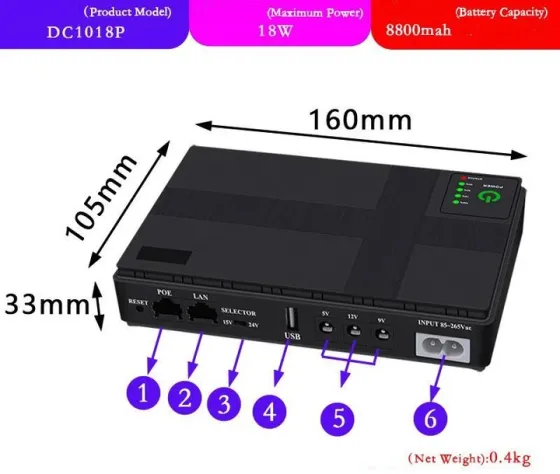 UPS Безперебійник для роутера WI-FI, Потужна батарея для роутера 8800Ah/18W 10400 Київ