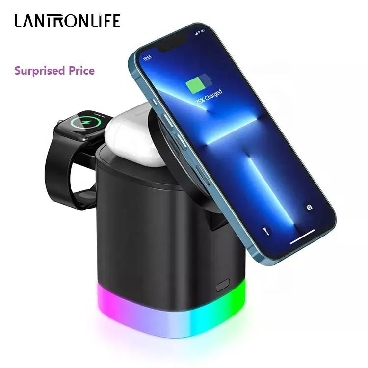 Безпровідна зарядка 3в1 з технологією MagSafe та Qi - Чорний Київ - фото 1