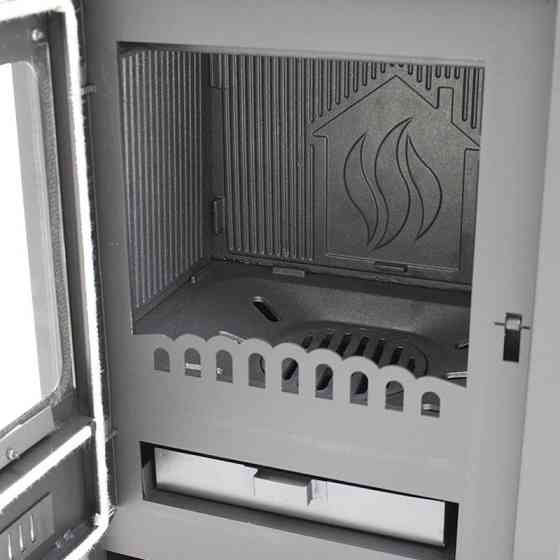 Піч-камін на дровах Hosseven CELINE 7,5 кВт сталева буржуйка з чавунною топкою панорамне скло верхній димохід Турція Київ