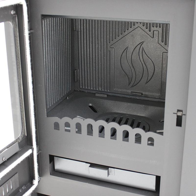 Піч-камін на дровах Hosseven CELINE 7,5 кВт сталева буржуйка з чавунною топкою панорамне скло верхній димохід Турція Тернопіль - фото 5