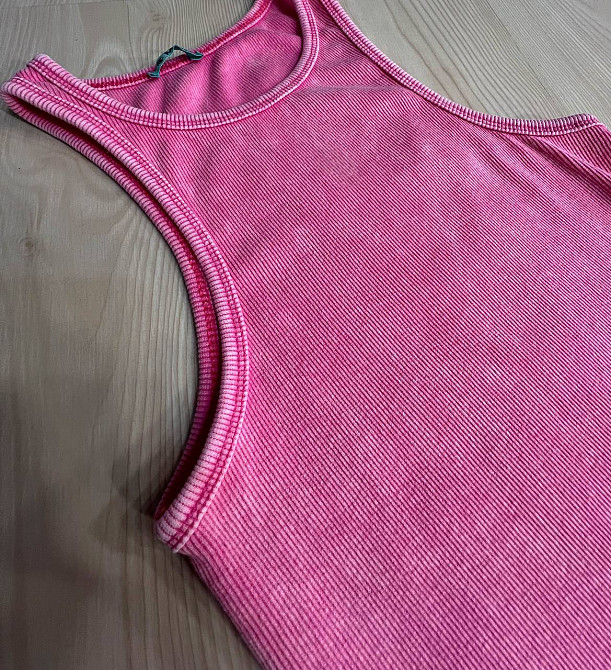 Платье женское MMC 240030 длинное майкой вареное тай-дай в рубчик, розовый, one size Киев - изображение 12